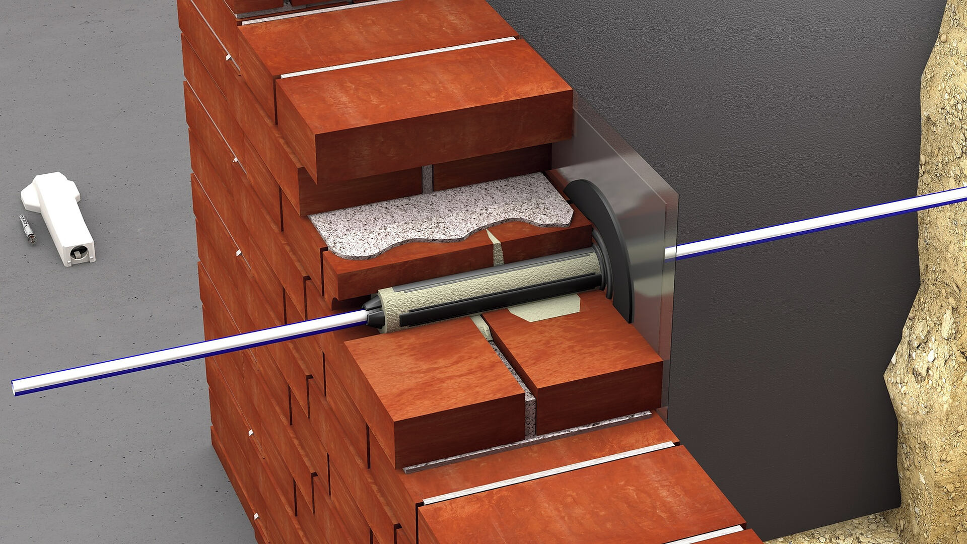 Glasfaser Hauseinführung für ein Glasfaserkabel mit Druchmesser 7-15 mm